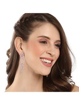 Karatcart - Rose Gold Plated American Diamond Studded Drop Earrings for Women
