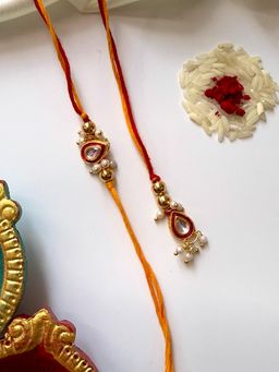 ISHKAARA - Pearl Aura Rakhis with Roli Chawal (Pack of 2)