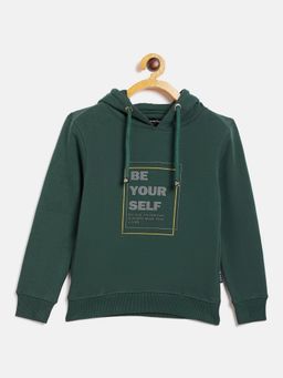 CRIMSOUNE CLUB - Girls Green Printed Hooded Sweatshirt