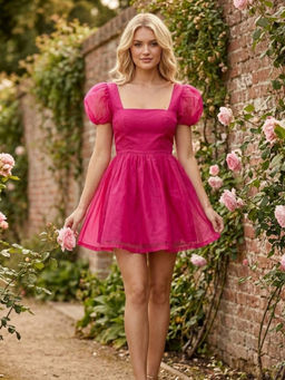 STARIN - Pink Solid Regular Viscose Blend Dress