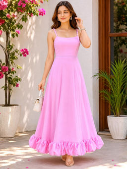 STARIN - Pink Solid Regular Crepe Dress
