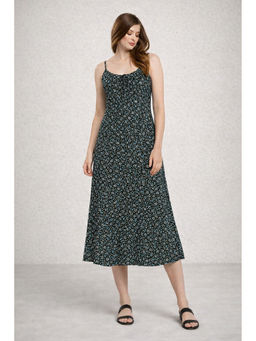 NOBARR - Navy Blue Printed Regular Cotton Dress