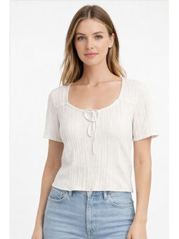 NOBARR - White Self Design Regular Cotton Top