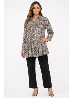 NOBARR - Beige Animal Print Regular Polyester Top