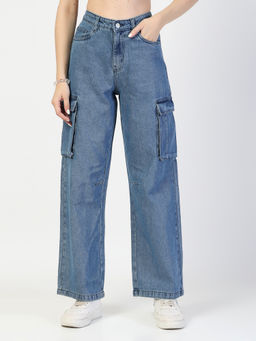 COSMIC TRIO - Blue Relaxed Fit Cargo Jeans