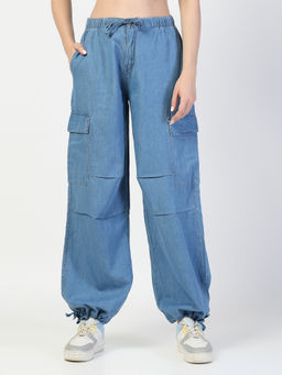 COSMIC TRIO - Blue Stretchable Cargo Jeans