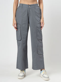 COSMIC TRIO - Grey Utility Cotton Cargo Jeans