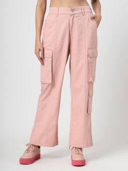 COSMIC TRIO - Pink Utility Cotton Cargo Jeans