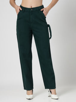 COSMIC TRIO - Teal Utility Cotton Cargo Jeans