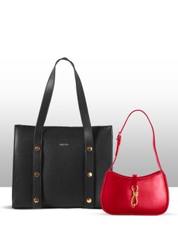 THESTO - Tich Button Tote and Diva Shoulder Bag - Black (XL)