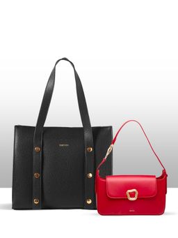 THESTO - Tich Button Tote and The Rebel Handbag - Black (XL)