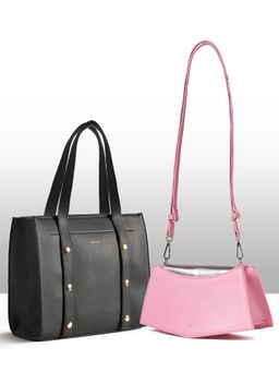 THESTO - Black Adjustable Tich Button Tote and Blue You Crossbody Bag (XL)