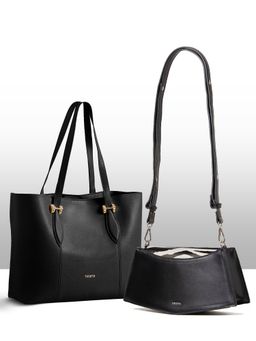 THESTO - Black Classic Handle Tote and Black You Crossbody Bag (XL)