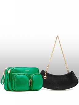 THESTO - Green Functional Multi Pocketed Sling and Black Heart Padlock Shoulder (M)