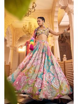Sshilpa Samriya - Multi-Coloured 3D Embroidered Blouse with Lehenga and Dupatta (Set of 3)