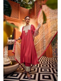 Sshilpa Samriya - Pink Embroidered Kurta with Pant and Dupatta (Set of 3)