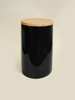 Ekhasa - Ceramic Jar With Bamboo Lid Black 1000Ml