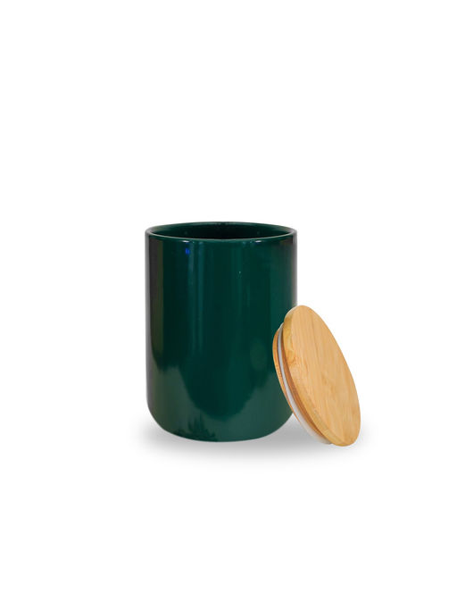 Ekhasa Ceramic Jar With Bamboo Lid Green 800Ml