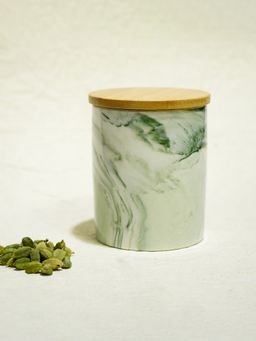 Ekhasa - Ceramic Jar With Bamboo Lid Green 400Ml