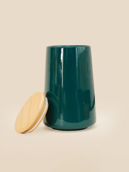 Ekhasa - Ceramic Jar With Bamboo Lid Green 700Ml