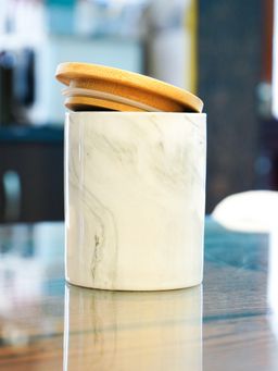 Ekhasa - Ceramic Jar With Bamboo Lid Grey 400Ml