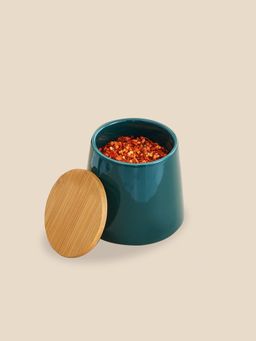 Ekhasa - Ceramic Jar With Bamboo Lid Green 500Ml