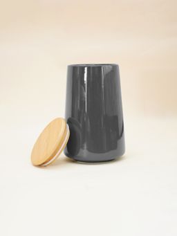 Ekhasa - Ceramic Jar With Bamboo Lid Grey 700Ml