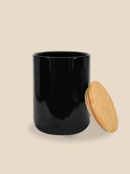Ekhasa - Ceramic Jar With Bamboo Lid Black 800Ml