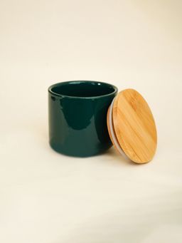 Ekhasa - Ceramic Jar With Bamboo Lid Green 260Ml
