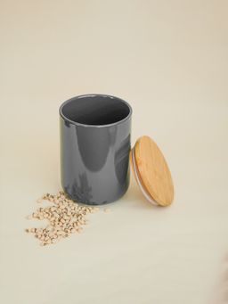 Ekhasa - Ceramic Jar With Bamboo Lid Grey 800Ml