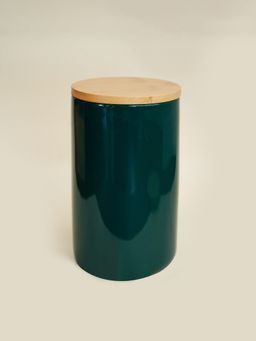 Ekhasa - Multipurpose Ceramic Jar With Bamboo Lid Green 1000Ml