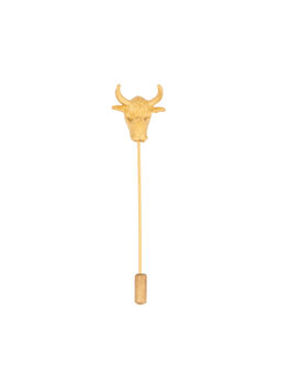 The Tie Hub - Men Bull head Gold Metal Lapel Pin