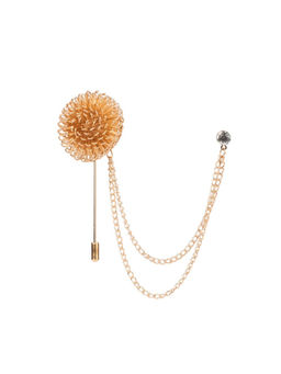 The Tie Hub - Men Gold Dahlia Flower with Chain Lapel Pin