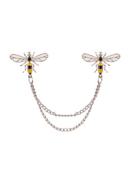 The Tie Hub - Men Honey Bee Chain Lapel Pin Grey & Black