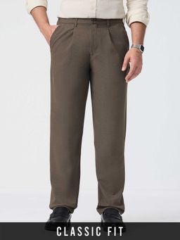 The Souled Store - Brown Polyviscose Regular Fit Solid Straight Leg Trouser