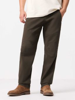 The Souled Store - Brown Cotton/Elastane Straight Fit Solid Straight Leg Trouser