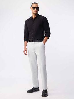 The Souled Store - Grey Polyviscose Straight Fit Solid Straight Leg Trouser
