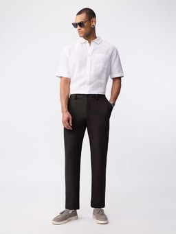 The Souled Store - Brown Polyviscose Straight Fit Solid Straight Leg Trouser