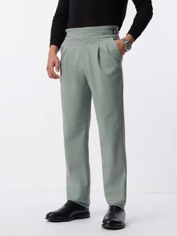 The Souled Store - Green Polyester Blend Straight Fit Solid Straight Leg Trouser