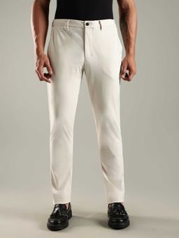 Tommy Hilfiger - White Elastane Slim Fit Solid Straight Leg Trouser