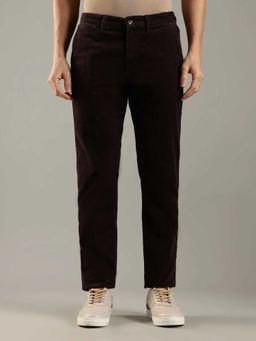 Tommy Hilfiger - Brown Cotton Relaxed Fit Textured Straight Leg Trouser