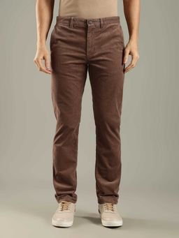 Tommy Hilfiger - Brown Cotton Relaxed Fit Textured Straight Leg Trouser