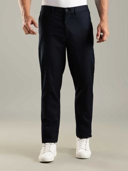 Tommy Hilfiger - Blue Cotton Relaxed Fit Solid Straight Leg Trouser