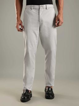 Tommy Hilfiger - Grey Cotton Relaxed Fit Solid Straight Leg Trouser