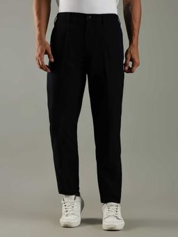 Tommy Hilfiger - Black Polyester Regular Fit Solid Straight Leg Trouser