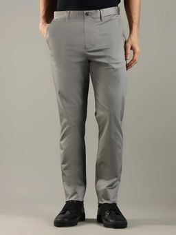 Tommy Hilfiger - Grey Cotton Straight Fit Solid Straight Leg Trouser