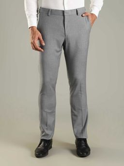 Tommy Hilfiger - Grey Polyester Regular Fit Checks Straight Leg Trouser