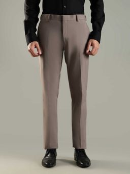 Tommy Hilfiger - Taupe Polyester Regular Fit Solid Straight Leg Trouser