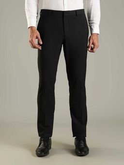 Tommy Hilfiger - Grey Polyester Regular Fit Solid Straight Leg Trouser