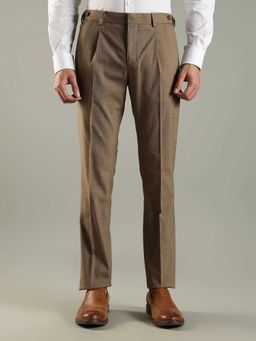 Tommy Hilfiger - Brown Polyester Regular Fit Solid Straight Leg Trouser